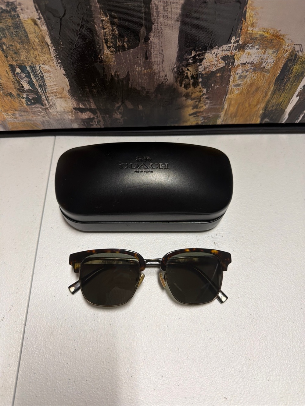 Coach Tortoise Frame Sunglasses with Gold Accents